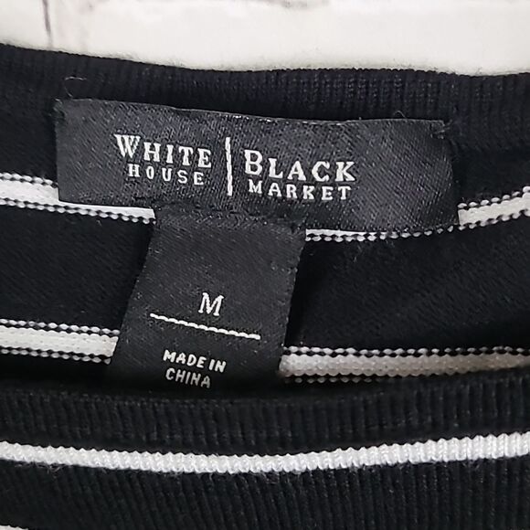 White House Black Market Boat Neck Stripe Pullover Top Lightweight Sweater - Picture 4 of 10